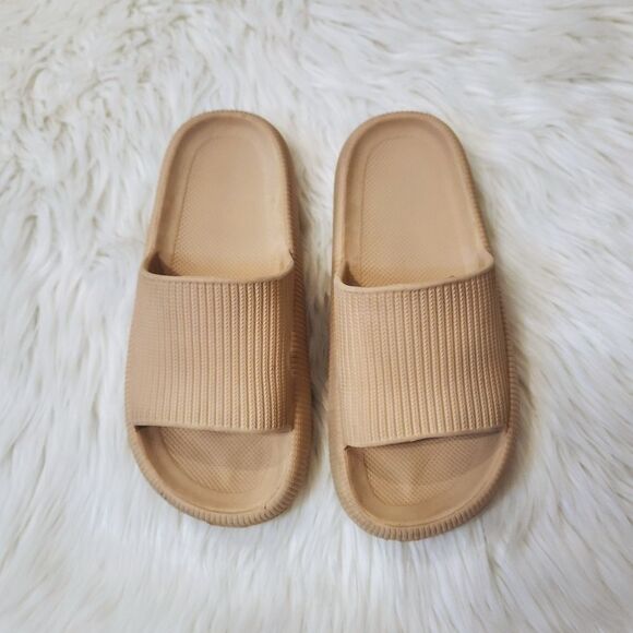 Unisex Slide Waterproof Non Slip Platform Sandals Beige - Picture 4 of 10
